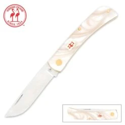 Kissing Crane Pearl Pocket Farmer Pocket Knife