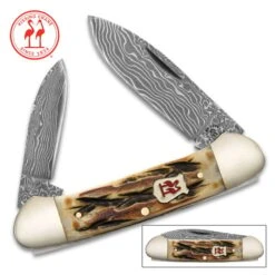 Kissing Crane Burnt Bone Canoe Pocket Knife