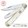 Kissing Crane Genuine Pearl Trapper Pocket Knife