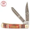 Kissing Crane Celtic Blood Trapper Knife - Stainless Steel Blades, Acrylic And Wooden Handle, Nickel Silver Bolsters
