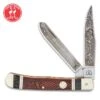 Kissing Crane M1911 Pistol Trapper Pocket Knife - Stainless Steel Blades, Wooden Handle Scales, Nickel Silver Bolsters
