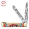 Kissing Crane General Lee Classic Trapper - Stainless Steel Blades, Bone And Wooden Handle Scales, Nickel Silver Bolsters