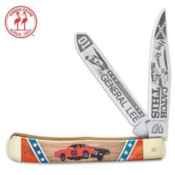 Kissing Crane General Lee Classic Trapper - Stainless Steel Blades, Bone And Wooden Handle Scales, Nickel Silver Bolsters