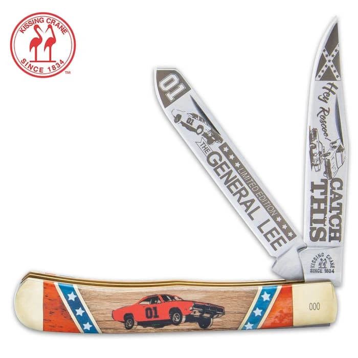 Kissing Crane General Lee Classic Trapper - Stainless Steel Blades, Bone And Wooden Handle Scales, Nickel Silver Bolsters 1 Kissing Crane General Lee Classic Trapper - Stainless Steel Blades, Bone And Wooden Handle Scales, Nickel Silver Bolsters