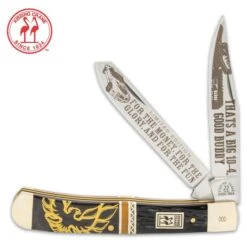 Kissing Crane Bandit’s Firebird Trapper Knife - Stainless Steel Blades, Jigged Bone Handle Scales, Nickel Silver Bolsters