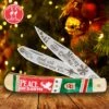 Kissing Crane 2022 Christmas Trapper Knife - Stainless Steel Blades, Bone Handle Scales, Nickel Silver Bolsters, Individually Serialized