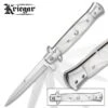 Kriegar German White Pearl Stiletto Knife - Stainless Steel Blade, Assisted Opening, Faux Pearl Handle, Stainless Bolsters And Pins