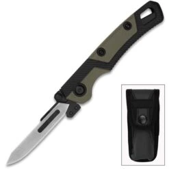 Kershaw LoneRock RBK 2 Pocket Knife - #60A Scalpel Blade, Glass-Filled And Rubber Handle, Manual Opening - Closed 4 2/5”