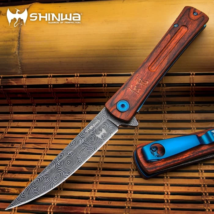 Shinwa Bloodwood Taito Pocket Knife - 3Cr13 Stainless Steel Blade, Pakkawood Handle Scales Ball-Bearing Opening - Length 9โ 1 Shinwa Bloodwood Taito Pocket Knife - 3Cr13 Stainless Steel Blade, Pakkawood Handle Scales Ball-Bearing Opening - Length 9โ