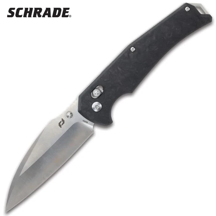 Schrade Radok Pocket Knife - CPM-S35VN Stainless Steel Blade, Carbon Fiber Handle, Pivot Lock 1 Schrade Radok Pocket Knife - CPM-S35VN Stainless Steel Blade, Carbon Fiber Handle, Pivot Lock