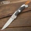 Timber Wolf Gambler Lockback Pocket Knife - 3Cr13 Stainless Steel Blade, Wooden Handle Scales, Etched Bolsters