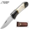 Timber Wolf Dodge City Pocket Knife And Sheath - Stainless Steel Blade, Bone Handle, Brass Filework Accents