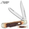 Timber Wolf Rustic Bone Trapper Pocket Knife - Stainless Steel Blades, Jigged Bone Handle, Double Lockback