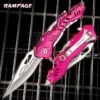 Rampage Pink Atomica Assisted Opening Pocket Knife - Stainless Steel Blade, Aluminum Handle, Bottle Opener, Pocket Clip - Closed 4 3/4”