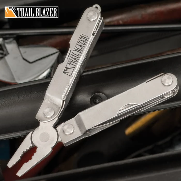 Trailblazer Mini Pocket Multi-Tool - Stainless Steel And Aluminum Construction, Ten Tools, Ultra-Lightweight - Closed 2 1/2” 1 Trailblazer Mini Pocket Multi-Tool - Stainless Steel And Aluminum Construction, Ten Tools, Ultra-Lightweight - Closed 2 1/2”