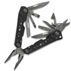 Gerber Black Truss Multi-Tool With Sheath - 17 Tools, Steel Construction, Butterfly Opening, Spring-Loaded Pliers - Length 6 1/2”
