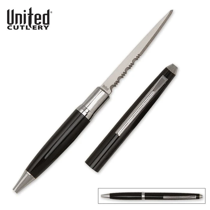 United Cutlery Black Serrated Ink Pen Knife 1 United Cutlery Black Serrated Ink Pen Knife