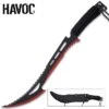 Havoc Red Hunter Machete With Sheath - One-Piece Stainless Steel Construction, Cord-Wrapped Handle, Two-Toned Finish - Length 23 3/4”