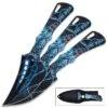 Lone Wolf Throwing Knife Set And Sheath - Stainless Steel Construction, Printed Artwork, Three Pieces - Length 7 3/4”