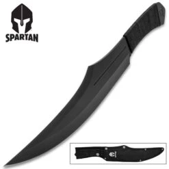 Spartan Throwing Knife And Sheath - One-Piece Stainless Steel Construction, Cord-Wrapped Handle - Length 17 1/8”