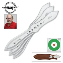 Gil Hibben Competition Throwing Knife Triple Set With Leather Sheath