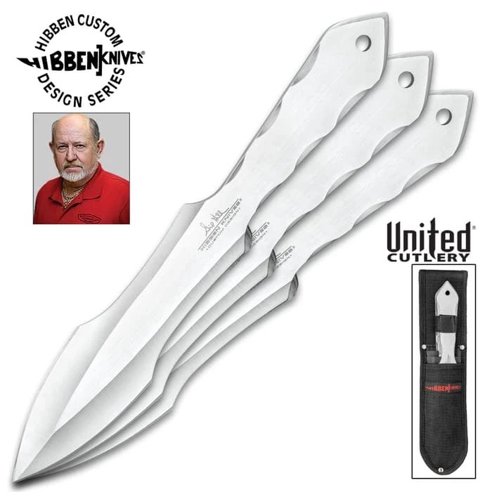 Gil Hibben Champion Throwing Knife Set With Sheath - Solid, One-Piece Stainless Steel Construction, Lanyard Hole - Length 11” 1 Gil Hibben Champion Throwing Knife Set With Sheath - Solid, One-Piece Stainless Steel Construction, Lanyard Hole - Length 11”