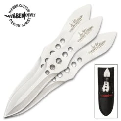 Hibben Three-Piece Master Thrower Set And Sheath - One-Piece 3Cr13 Stainless Steel, Perfectly Balanced - Length 8β