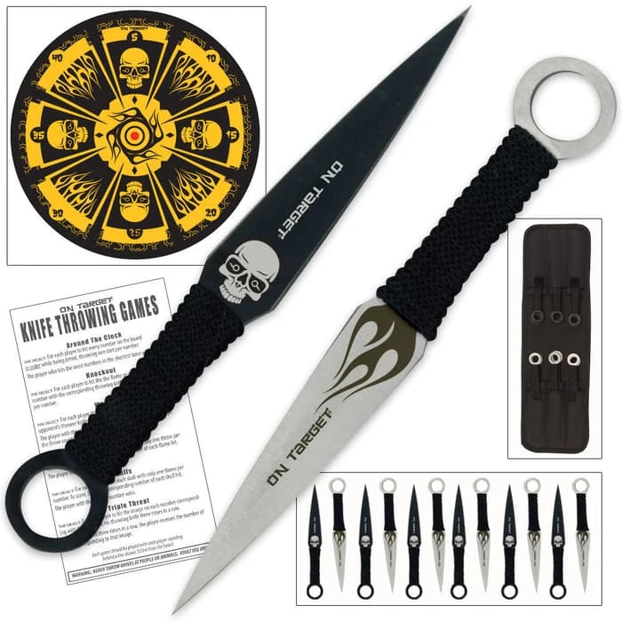 Skull Master Throwing Knife Set & Target 1 Skull Master Throwing Knife Set & Target