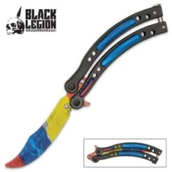 Rainbow Butterfly Trainer - Stainless Steel Blade, Water Transfer Design, Stainless Steel Handles - Closed Length 6”