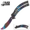 Black Galaxy Butterfly Trainer - Stainless Steel Blade, Water Transfer Design, Stainless Steel Handles - Closed Length 6”