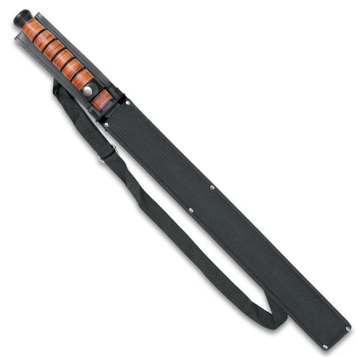 US 1942 Combat Fighting Knife And Sword Set - Stainless Steel Blades, Non-Reflective Finish, Stacked Leather Handles, Sheaths 2 US 1942 Combat Fighting Knife And Sword Set - Stainless Steel Blades, Non-Reflective Finish, Stacked Leather Handles, Sheaths - Image 2