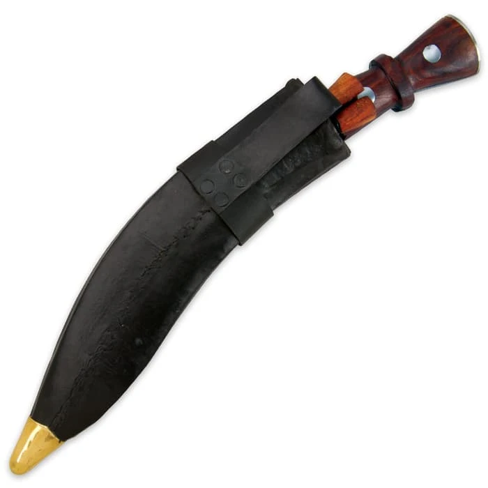 Genuine Gurkha Kukri With Traditional Accessory Knives And Leather Sheath 2 Genuine Gurkha Kukri With Traditional Accessory Knives And Leather Sheath - Image 2