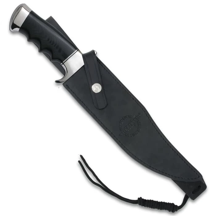 Gil Hibben Legionnaire Bowie Knife - 7Cr17 Stainless Steel Blade, Black Pakkawood Handle, Stainless Steel Guard And Pommel, Leather Belt Sheath 2 Gil Hibben Legionnaire Bowie Knife - 7Cr17 Stainless Steel Blade, Black Pakkawood Handle, Stainless Steel Guard And Pommel, Leather Belt Sheath - Image 2