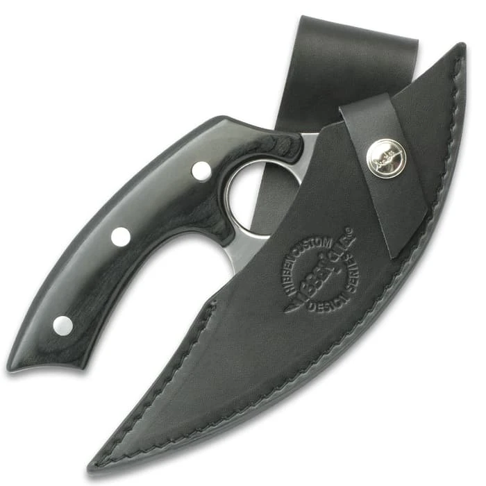 Hibben Legacy Ulu Knife And Leather Sheath - 5Cr15 Stainless Steel Blade, Pakkawood Handle Scales, Stainless Steel Pins - Length 7 5/8 2 Hibben Legacy Ulu Knife And Leather Sheath - 5Cr15 Stainless Steel Blade, Pakkawood Handle Scales, Stainless Steel Pins - Length 7 5/8 - Image 2