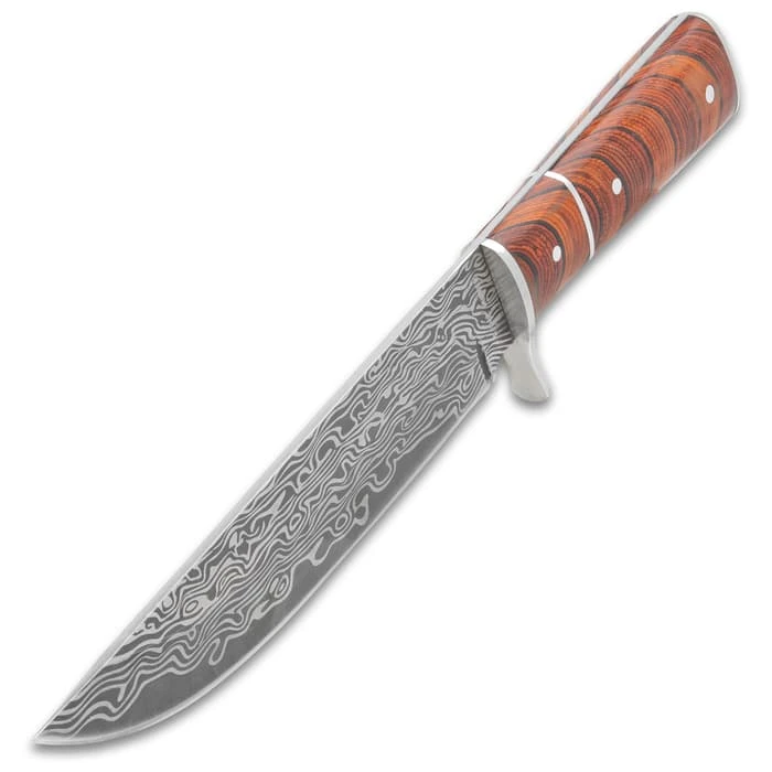 Ridge Runner Horizon Knife And Sheath - 3Cr13 Stainless Steel Blade, Damascus Pattern, Pakkawood Handle - Length 12” 2 Ridge Runner Horizon Knife And Sheath - 3Cr13 Stainless Steel Blade, Damascus Pattern, Pakkawood Handle - Length 12” - Image 2