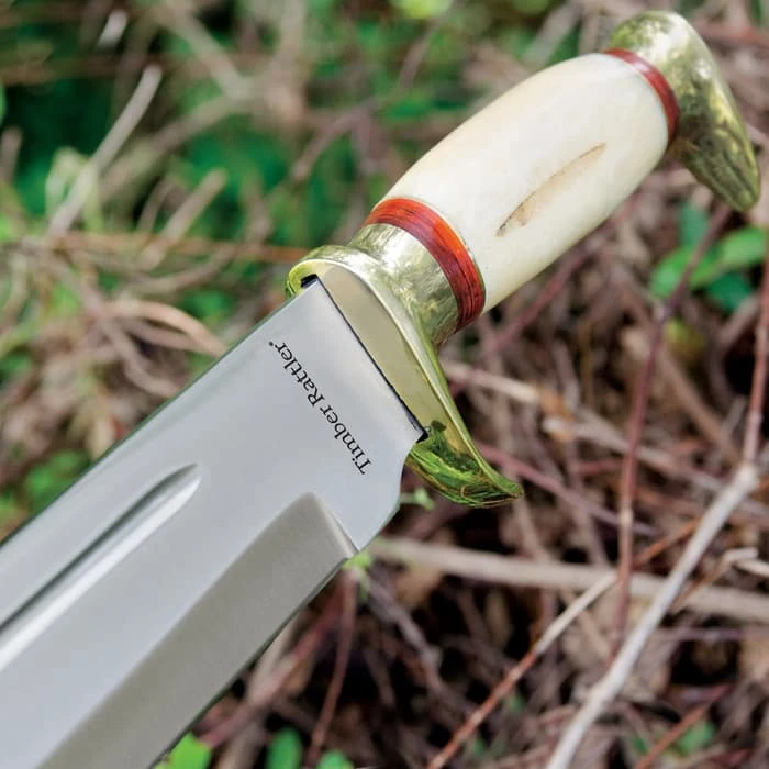 Timber Rattler Swamp Gator Hunter Bowie Knife & Leather Sheath 2 Timber Rattler Swamp Gator Hunter Bowie Knife & Leather Sheath - Image 2