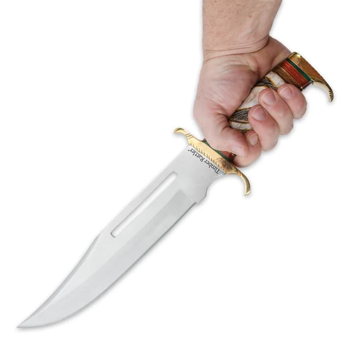 Timber Rattler Southwestern Hunter Bowie Knife With Genuine Leather Sheath 2 Timber Rattler Southwestern Hunter Bowie Knife With Genuine Leather Sheath - Image 2