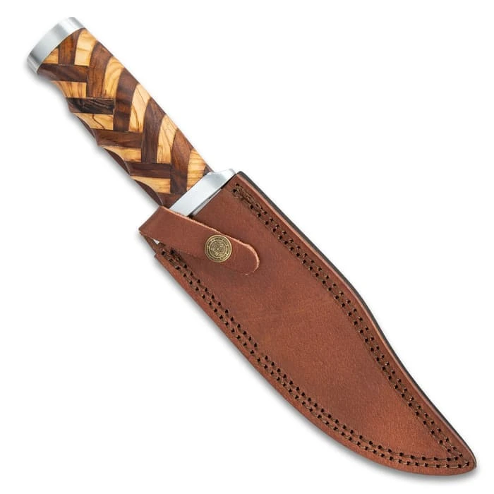 Timber Rattler Handcrafted Heirloom Bowie Knife And Sheath - Stainless Steel Blade, Walnut And Olive Wood Handle, Stainless Steel Guard And Pommel - Length 12” 2 Timber Rattler Handcrafted Heirloom Bowie Knife And Sheath - Stainless Steel Blade, Walnut And Olive Wood Handle, Stainless Steel Guard And Pommel - Length 12” - Image 2