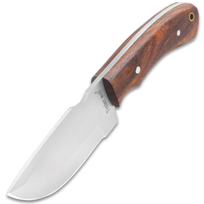 Timber Wolf Deep Canyon Skinner Knife And Sheath - High Carbon Steel Blade, Wooden Handle - Length 8 1/2” 2 Timber Wolf Deep Canyon Skinner Knife And Sheath - High Carbon Steel Blade, Wooden Handle - Length 8 1/2” - Image 2