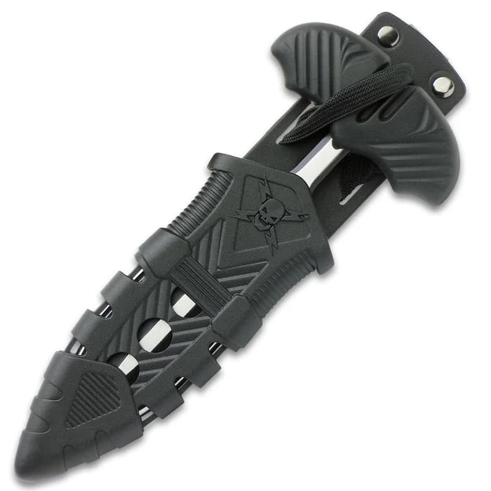 M48 Fang I Tactical Push Dagger And Sheath - Cast Stainless Steel Blade, Black Oxide Coating, TPR Handle - Length 7 3/8” 2 M48 Fang I Tactical Push Dagger And Sheath - Cast Stainless Steel Blade, Black Oxide Coating, TPR Handle - Length 7 3/8” - Image 2
