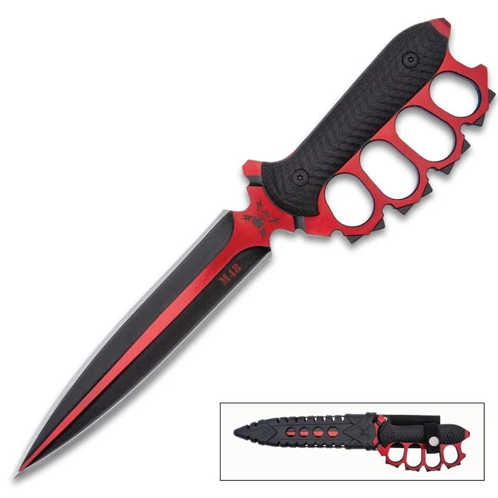 M48 Cardinal Sin Liberator Trench Knife With Sheath - 2Cr13 Cast Stainless Steel Blade, Layered Handle Scales - Length 13 3/4” 2 M48 Cardinal Sin Liberator Trench Knife With Sheath - 2Cr13 Cast Stainless Steel Blade, Layered Handle Scales - Length 13 3/4” - Image 2