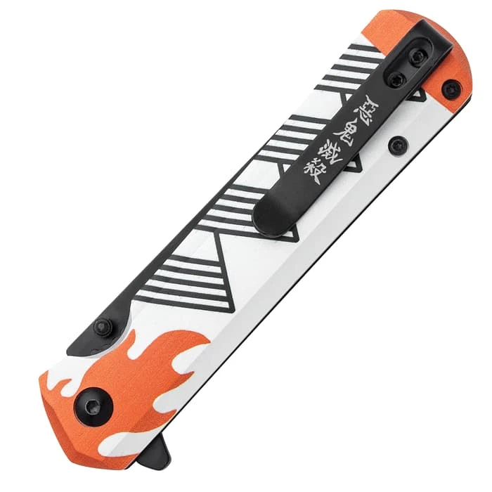 Demon Slayer Pocket Knife - 3Cr13 Stainless Steel Blade, Aluminum Handle Scales, 3D-Printed Artwork - Closed 4 1/2” 2 Demon Slayer Pocket Knife - 3Cr13 Stainless Steel Blade, Aluminum Handle Scales, 3D-Printed Artwork - Closed 4 1/2” - Image 2