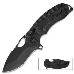 SOG Blackout Kiku XR Pocket Knife - CTS-XHP Premium Steel Blade, Linen Micarta Handle, XR Lock, One-Handed Opening -Knife Series Shop C19 CS0061