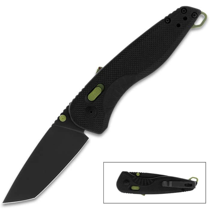 SOG Black And Moss Aegis AT Tanto Assisted Opening Knife - Cryo D2 Steel Blade, Glass-Reinforced Nylon Handle, AT-XR Lock 2 SOG Black And Moss Aegis AT Tanto Assisted Opening Knife - Cryo D2 Steel Blade, Glass-Reinforced Nylon Handle, AT-XR Lock - Image 2