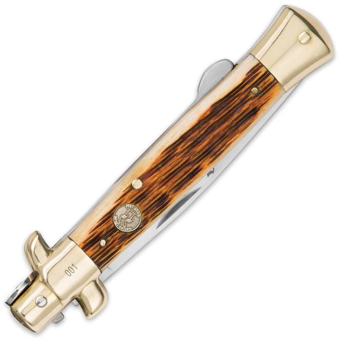 Kissing Crane Amber Bone Stiletto Pocket Knife 2 Kissing Crane Amber Bone Stiletto Pocket Knife - Image 2