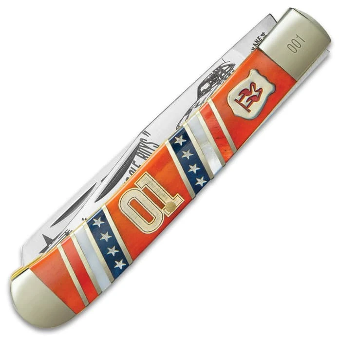 Kissing Crane General Lee Trapper Pocket Knife - Stainless Steel Blades, Bone And Pearl Handle, Nickel Silver Bolsters, Brass Liners 2 Kissing Crane General Lee Trapper Pocket Knife - Stainless Steel Blades, Bone And Pearl Handle, Nickel Silver Bolsters, Brass Liners - Image 2