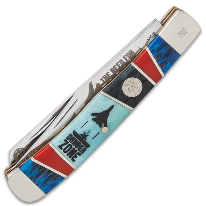 Kissing Crane Tomcat Fighter Plane Trapper - Stainless Steel Blades, Bone Handle Scales, Nickel Silver Bolsters, Brass Pins 2 Kissing Crane Tomcat Fighter Plane Trapper - Stainless Steel Blades, Bone Handle Scales, Nickel Silver Bolsters, Brass Pins - Image 2