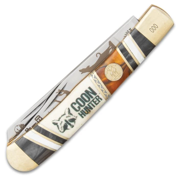 Kissing Crane Coon Hunter Trapper Pocket Knife - Stainless Steel Blades, Wood And Glass, Handle Scales, Nickel Silver Bolsters 2 Kissing Crane Coon Hunter Trapper Pocket Knife - Stainless Steel Blades, Wood And Glass, Handle Scales, Nickel Silver Bolsters - Image 2