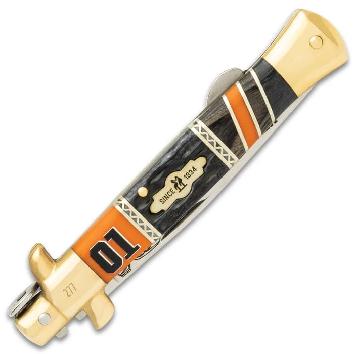 Kissing Crane General Lee Stiletto Knife - Stainless Steel Blade, Jigged Bone And Wood Handle, Nickel Silver Bolsters - Closed 5" 2 Kissing Crane General Lee Stiletto Knife - Stainless Steel Blade, Jigged Bone And Wood Handle, Nickel Silver Bolsters - Closed 5" - Image 2