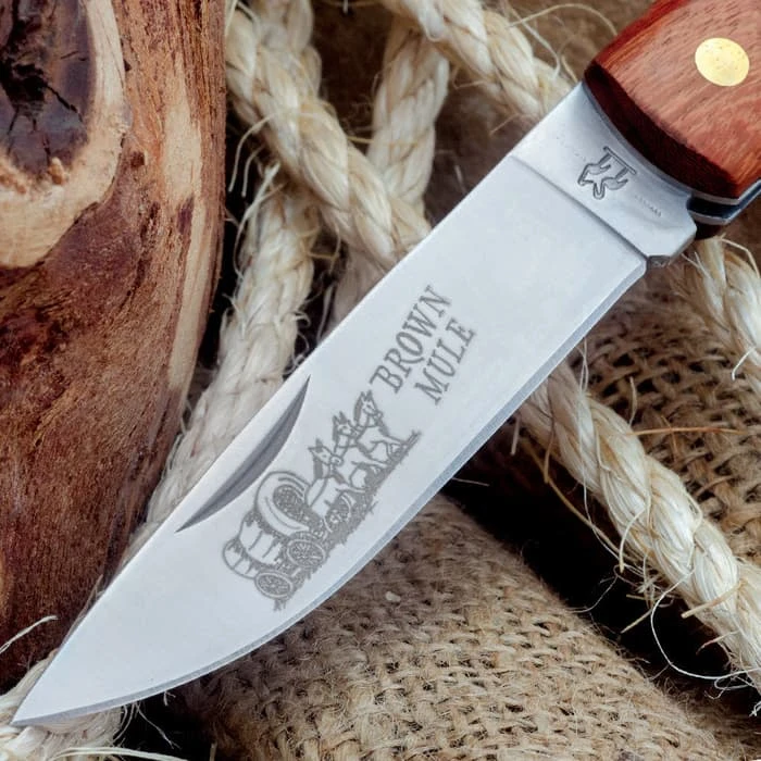 Kissing Crane Medium Brown Mule Pocket Knife 2 Kissing Crane Medium Brown Mule Pocket Knife - Image 2